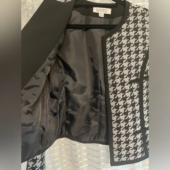 Kasper Houndstooth Steel Grey and Black Suit Jacket Blazer - Picture 3 of 3